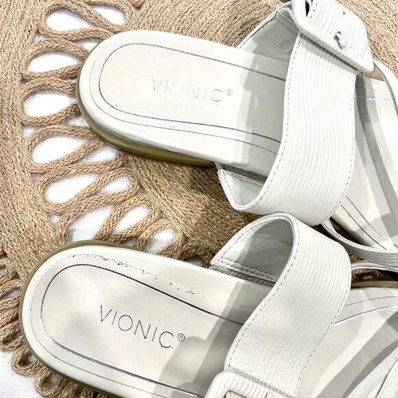Vionic Women's Julep Leather Sandal Size 8 Ivory Buckle - Picture 6 of 12